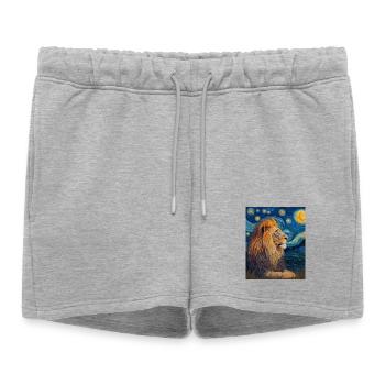 Lion Van Gogh - Women’s Premium Organic Sweatshorts - heather grey - Front - AI Model Female 172 light (172cm)