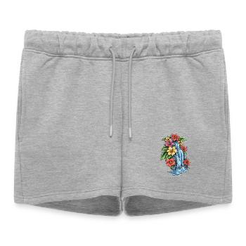 Hibiscus de la cascade tropicale - Short de survêtement femme premium - gris chiné - Devant - AI Model Female 172 light (172cm)