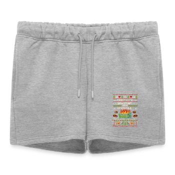 Rôtir des châtaignes sur une poubelle à feu ouvert - Short de survêtement femme premium - gris chiné - Devant - AI Model Female 172 light (172cm)