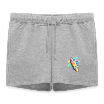 Craie arc-en-ciel - Short de survêtement femme premium - gris chiné - Devant - AI Model Female 172 light (172cm)