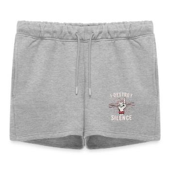 I Destroy Silence Drummer Hand Graphic - Women’s Premium Organic Sweatshorts - heather grey - Front - AI Model Female 172 light (172cm)