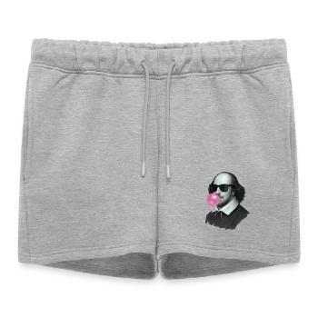 William Shakespeare avec du chewing-gum et des lunettes de soleil - Short de survêtement femme premium - gris chiné - Devant - AI Model Female 172 light (172cm)