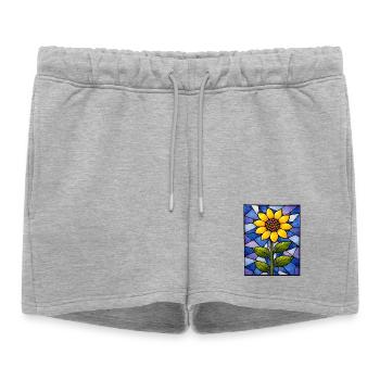 Graphismes de tournesols jaunes Fleurs de tournesol - Short de survêtement femme premium - gris chiné - Devant - AI Model Female 172 light (172cm)