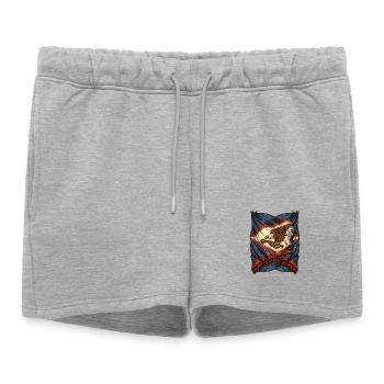 Emblème vintage du drapeau de l’aigle avec fusil - Short de survêtement femme premium - gris chiné - Devant - AI Model Female 172 light (172cm)