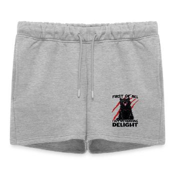 Chat noir coquin Gobelin mode Folie des chats - Short de survêtement femme premium - gris chiné - Devant - AI Model Female 172 light (172cm)