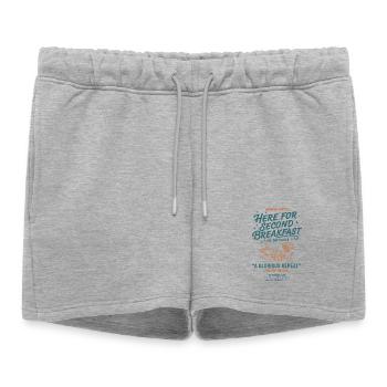 Petit-déjeuner ici pour le deuxième petit-déjeuner Brunch Café - Short de survêtement femme premium - gris chiné - Devant - AI Model Female 172 light (172cm)
