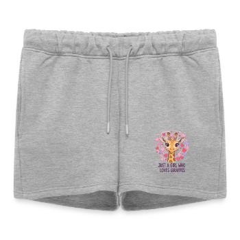Girafe Fille Amoureuse GIRAFE - Short de survêtement femme premium - gris chiné - Devant - AI Model Female 172 light (172cm)