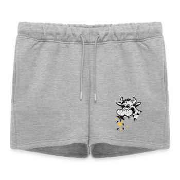 Une vache mange bouquet - Short de survêtement femme premium - gris chiné - Devant - AI Model Female 172 light (172cm)