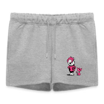 Ein kleiner Punk mit einer kleinen Katze - Frauen Premium Organic Sweatshorts - Grau meliert - Vorne - AI Model Female 172 light (172cm)
