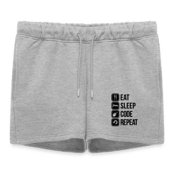 eat sleep code - Short de survêtement femme premium - gris chiné - Devant - AI Model Female 172 light (172cm)