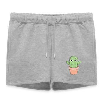 Un joli cactus souriant - Short de survêtement femme premium - gris chiné - Devant - AI Model Female 172 light (172cm)