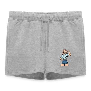 Force féminine – Illustration de femme confiante - Short de survêtement femme premium - gris chiné - Devant - AI Model Female 172 light (172cm)