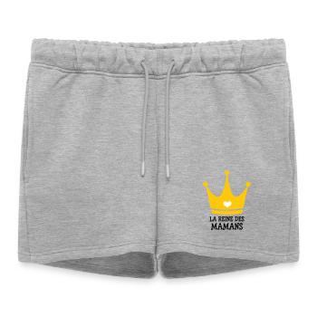 La Reine des Mamans - Fête des Mères - Short de survêtement femme premium - gris chiné - Devant - AI Model Female 172 light (172cm)
