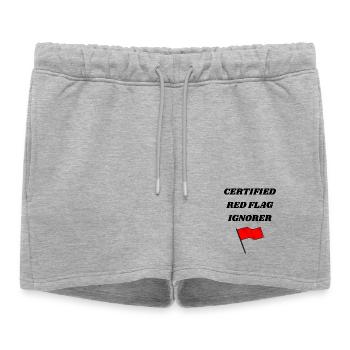 Certifié Red Flag Ignorer - T-shirt unisexe drôle - Short de survêtement femme premium - gris chiné - Devant - AI Model Female 172 light (172cm)