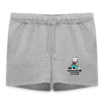 Chat Gamer Console Retro - Short de survêtement femme premium - gris chiné - Devant - AI Model Female 172 light (172cm)