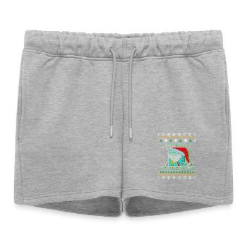 Joyeux Noël Pixel Santa « Pull de Noël moche » - Short de survêtement femme premium - gris chiné - Devant - AI Model Female 172 light (172cm)