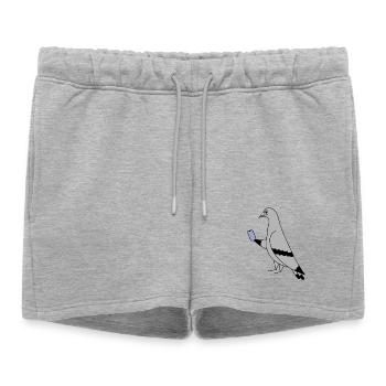 Pigeon Check Phone – Illustration minimale - Short de survêtement femme premium - gris chiné - Devant - AI Model Female 172 light (172cm)