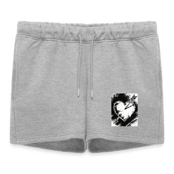 Cœur noir et blanc avec flèche - Short de survêtement femme premium - gris chiné - Devant - AI Model Female 172 light (172cm)