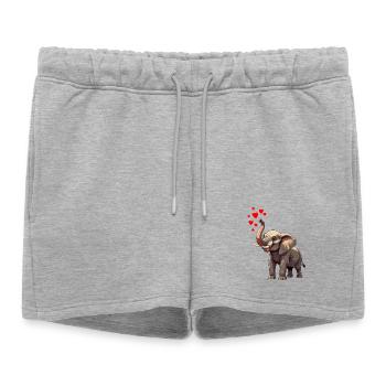 Éléphant au cœur - Short de survêtement femme premium - gris chiné - Devant - AI Model Female 172 light (172cm)