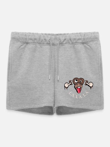funny monkey lalala symbol illustration tongue - Women’s Premium Organic Sweatshorts - heather grey