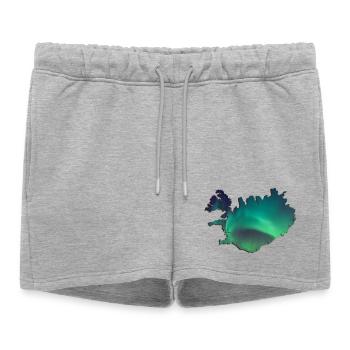 Islande Islande Aurores boréales Conception topographique - Short de survêtement femme premium - gris chiné - Devant - AI Model Female 172 light (172cm)