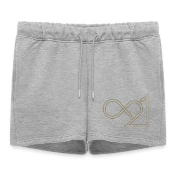 Bitcoin 21 millions infini minimaliste - Short de survêtement femme premium - gris chiné - Devant - AI Model Female 172 light (172cm)