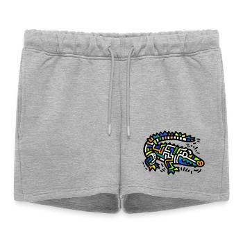 Alligator Crocodile - Short de survêtement femme premium - gris chiné - Devant - AI Model Female 172 light (172cm)