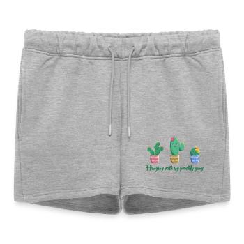 Kaktus Trio - Hanging with my gang - Women’s Premium Organic Sweatshorts - heather grey - Front - AI Model Female 172 light (172cm)
