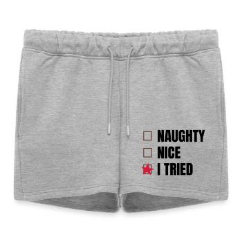 Dictons amusants pour Noël - Short de survêtement femme premium - gris chiné - Devant - AI Model Female 172 light (172cm)