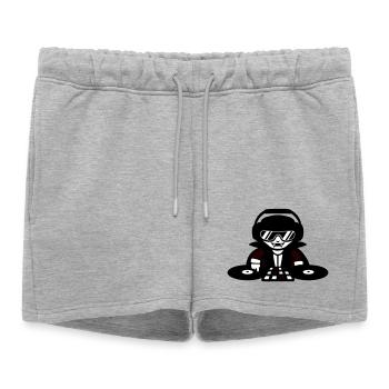 Vampire DJ DJ avec table de mixage et platine vinyle - Short de survêtement femme premium - gris chiné - Devant - AI Model Female 172 light (172cm)