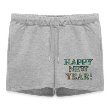 Bonne année - Short de survêtement femme premium - gris chiné - Devant - AI Model Female 172 light (172cm)