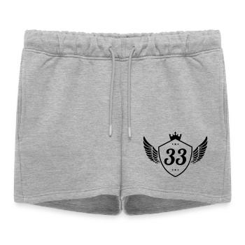 33 Coat of arms - Women’s Premium Organic Sweatshorts - heather grey - Front - AI Model Female 172 light (172cm)
