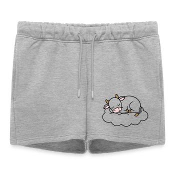 Schlafende Kuh Wolke Traum Baby - Frauen Premium Organic Sweatshorts - Grau meliert - Vorne - AI Model Female 172 light (172cm)