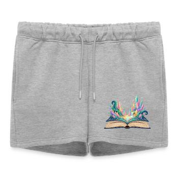 Le Monde des Rêves s’éveille à partir des pages de livres Livre fantastique - Short de survêtement femme premium - gris chiné - Devant - AI Model Female 172 light (172cm)