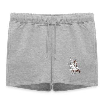 renard floral ornemental geometrie - Short de survêtement femme premium - gris chiné - Devant - AI Model Female 172 light (172cm)
