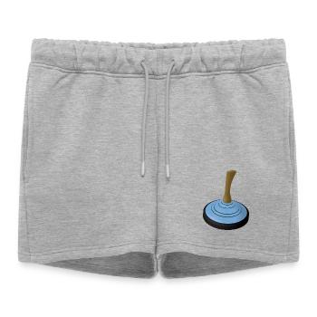 2025-EISSTOCK-hellblau - Frauen Premium Organic Sweatshorts - Grau meliert - Vorne - AI Model Female 172 light (172cm)