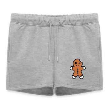 Funny bitten gingerbread man christmas - Women’s Premium Organic Sweatshorts - heather grey - Front - AI Model Female 172 light (172cm)