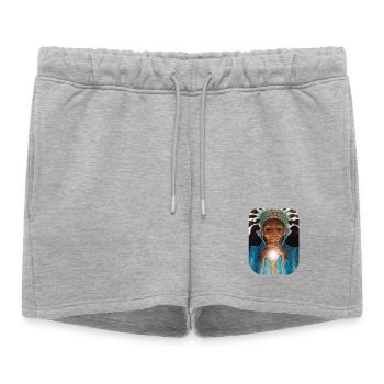 Sagesse lumineuse ancestrale - Short de survêtement femme premium - gris chiné - Devant - AI Model Female 172 light (172cm)