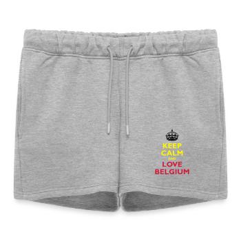 Keep Calm & Love Belgium - Short de survêtement femme premium - gris chiné - Devant - AI Model Female 172 light (172cm)