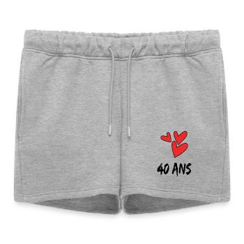 40. 40 ANS. 40e ANNIVERSAIRE. ANNIVERSAIRE 40 ANS. - Short de survêtement femme premium - gris chiné - Devant - AI Model Female 172 light (172cm)