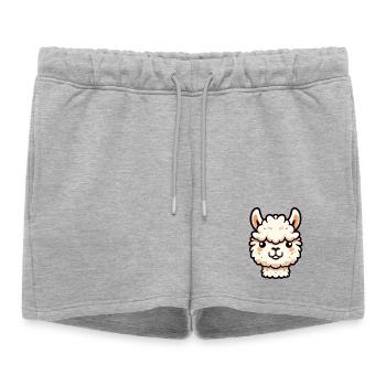 Tête de Lama d’alpaga bande dessinée - Short de survêtement femme premium - gris chiné - Devant - AI Model Female 172 light (172cm)