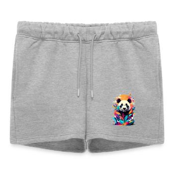 Panda Japon Asie - Panda Ours Coloré - Short de survêtement femme premium - gris chiné - Devant - AI Model Female 172 light (172cm)