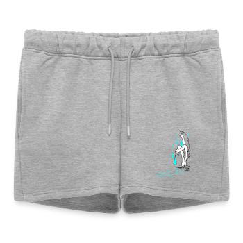 Illustration de la chute - Short de survêtement femme premium - gris chiné - Devant - AI Model Female 172 light (172cm)