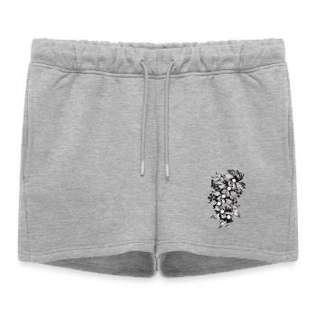 Spirale de fleurs noires et blanches - Short de survêtement femme premium - gris chiné - Devant - AI Model Female 172 light (172cm)