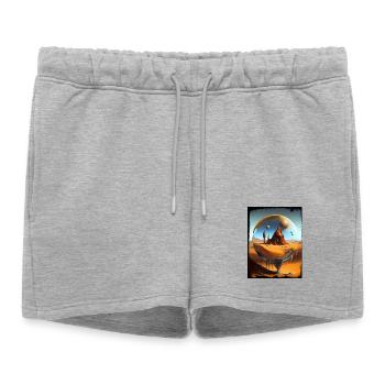 Ruines du désert orbital en verre - Short de survêtement femme premium - gris chiné - Devant - AI Model Female 172 light (172cm)