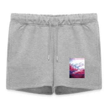 Psy-Art | Temples dans l’Himalaya - Short de survêtement femme premium - gris chiné - Devant - AI Model Female 172 light (172cm)