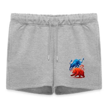 Bull contre Bear Boursiers Actions de Wall Street Fight - Short de survêtement femme premium - gris chiné - Devant - AI Model Female 172 light (172cm)