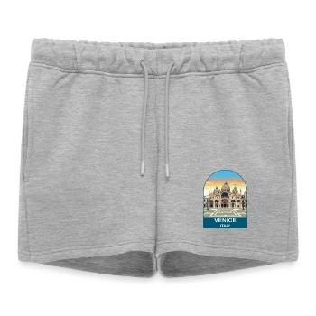 Art vintage de voyage de Venise en Italie - Short de survêtement femme premium - gris chiné - Devant - AI Model Female 172 light (172cm)