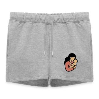 Minimalisme Bohème, Maman Bébé - Short de survêtement femme premium - gris chiné - Devant - AI Model Female 172 light (172cm)