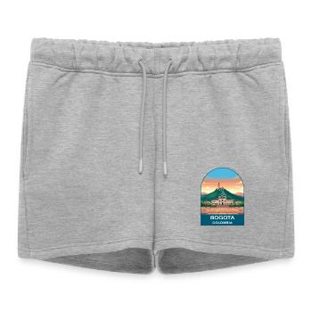 Bogota Colombia Skyline Vintage Travel Art - Women’s Premium Organic Sweatshorts - heather grey - Front - AI Model Female 172 light (172cm)